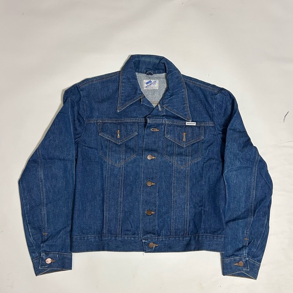 Vintage 60s Wrangler No Fault Denim Jean Trucker Jacket Sanfor Set Size 40 - Picture 1 of 8